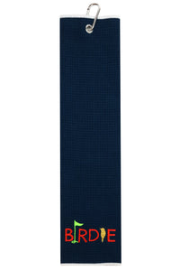 Golden Birdie Tri-fold Microfiber Waffle Golf Towel