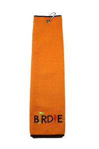 Golden Birdie Tri-fold Microfiber Waffle Golf Towel