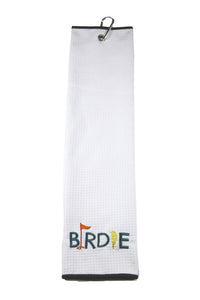 Golden Birdie Tri-fold Microfiber Waffle Golf Towel