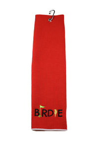Golden Birdie Tri-fold Microfiber Waffle Golf Towel