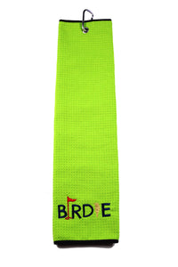 Golden Birdie Tri-fold Microfiber Waffle Golf Towel