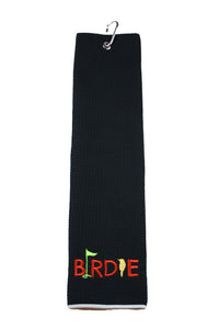 Golden Birdie Tri-fold Microfiber Waffle Golf Towel